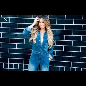 Denim straight jumpsuit